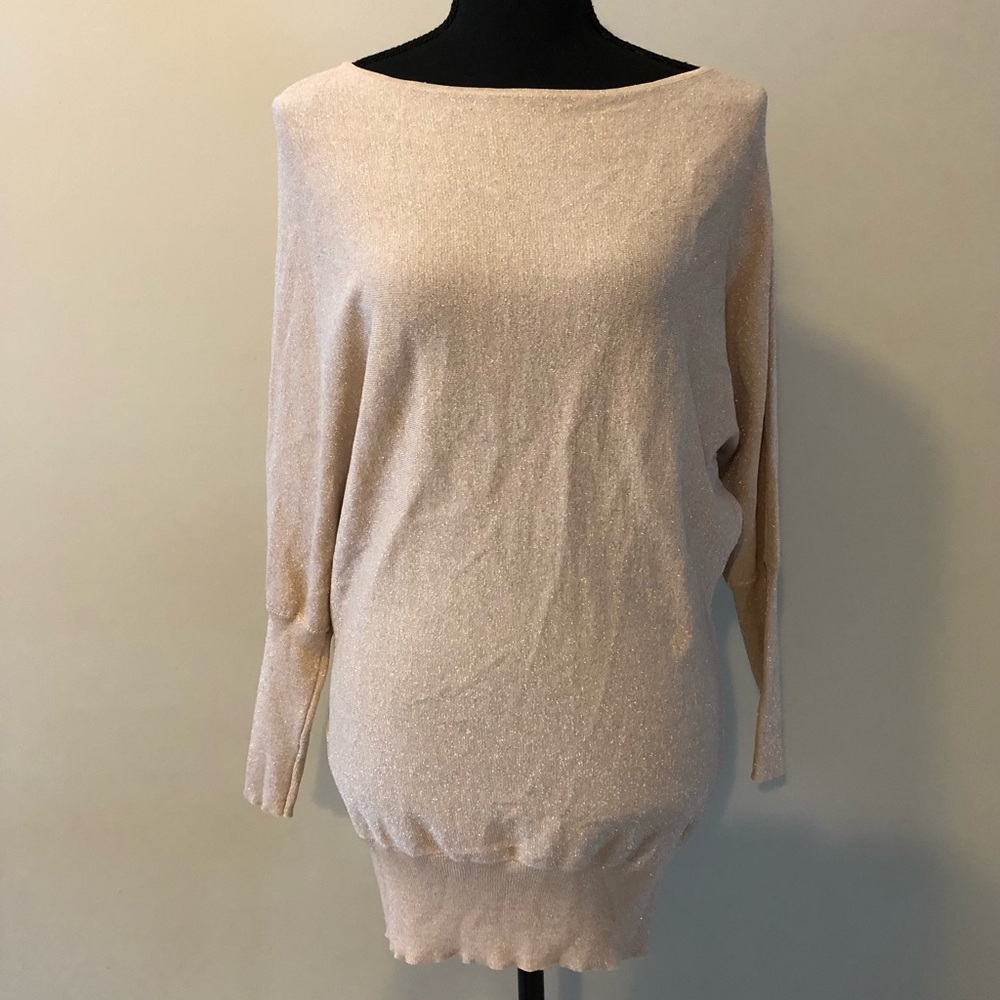 Marciano Los Angeles Cream Boatneck Shimmery Tunic Top size S